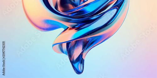 Fotografie Abstract blue and colorful background with a smooth wave of swirling smoke, flow