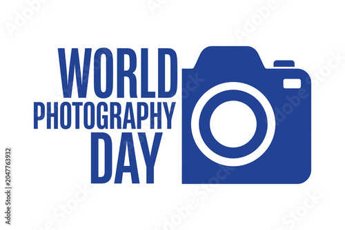 Quadro su tela World photography day graphic with camera icon and bold typography