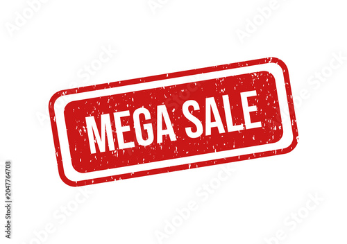 Bold red mega sale stamp with white text