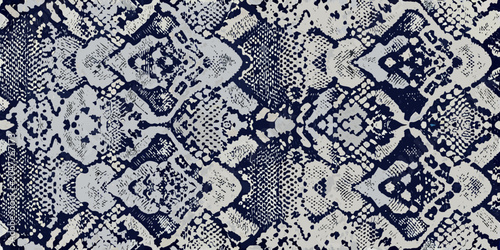 Bild auf Leinwand Reptilian Scale Pattern Navy Blue And White Textured Design