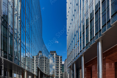 View of modern architecture in Warsaw, Poland.