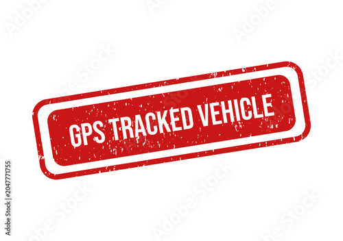 Photography Red gps tracked vehicle stamp or label