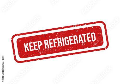 Canvastavla Red keep refrigerated warning stamp
