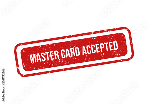 Foto Red mastercard accepted stamp or badge with bold text