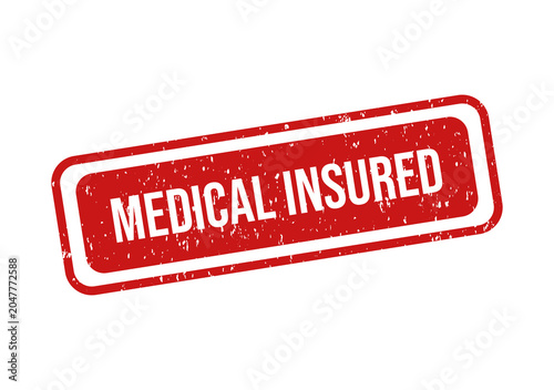 Foto Red medical insured approval stamp with bold text