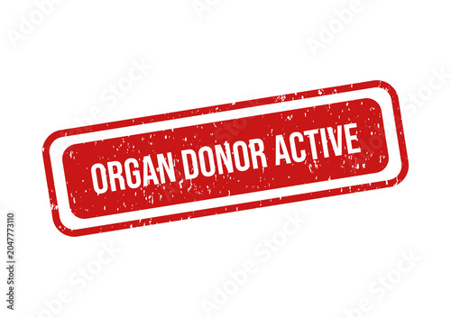 Fotografía Red organ donor active badge with white text