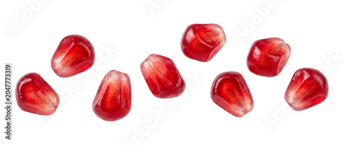 Panel kuchenny z motywem Pomegranate Seeds Scattered In Air Realistic Photo On Transparent Background