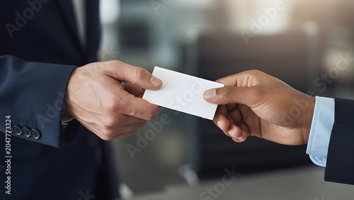 Business Card Exchange, Networking Moment, Professional Introduction, Corporate Handover, Deal Making Gesture.