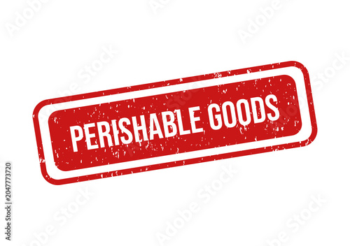Photos Red perishable goods stamp with distressed edges