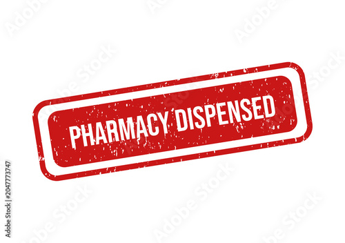 Tableau sur toile Red pharmacy dispensed rubber stamp