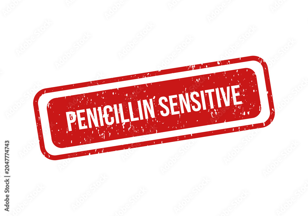 Tableau sur toile Red rectangular stamp with penicillin sensitive text