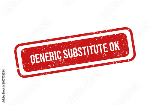 Φωτογραφία Red rubber stamp with generic substitute approval text