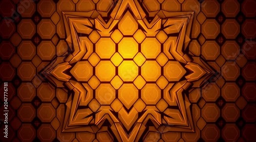 Intricate Geometric Pattern in Warm Tones Featuring Hexagonal Shapes and Elegant Design Elements for Modern Backgrounds and Textures