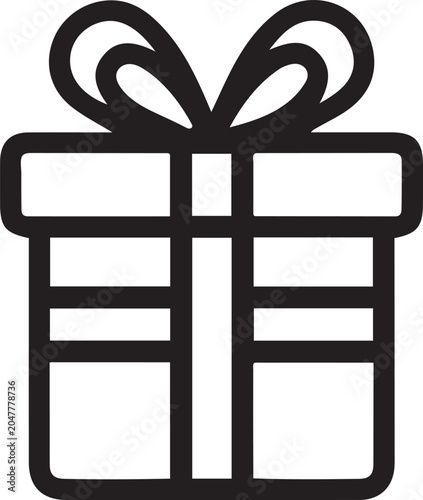 Minimalist Outline Gift Box Ribbon Icon Design
