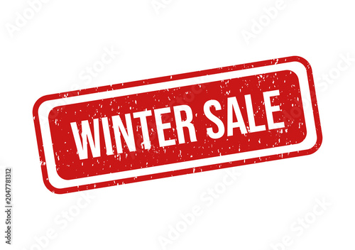 Red winter sale stamp with bold white text