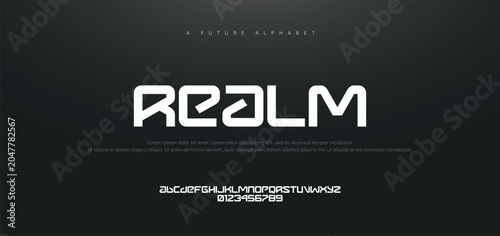 Photos REALM Future modern italic alphabet font