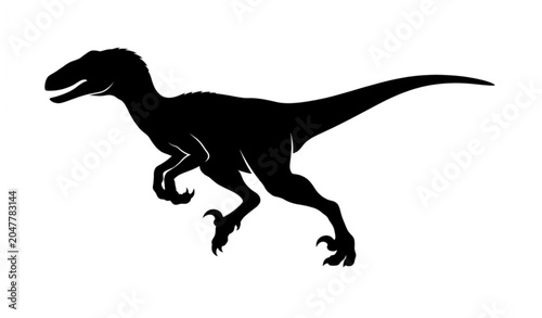 Konstfotografi Velociraptor silhouette prehistoric dinosaur vector illustration