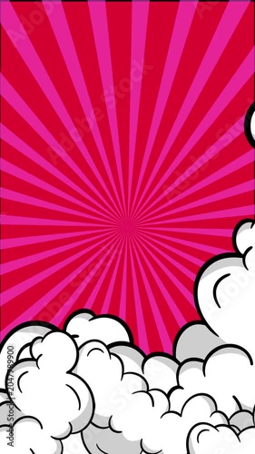 Pop abstract pink background with clouds