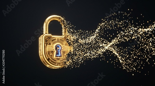 golden lock digital security data protection cyber safety online privacy secure access encryption safety key password protection secure data cybersecurity information security