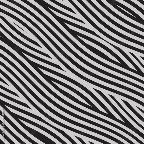 Schilderij op canvas Abstract geometric pattern with black and white wavy lines