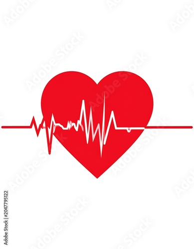 A red heart symbol with a white electrocardiogram line