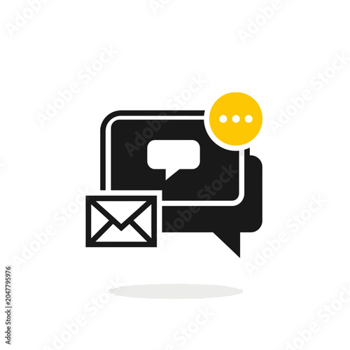 Cuadro en lienzo Social media chat bubbles with email icon symbol.