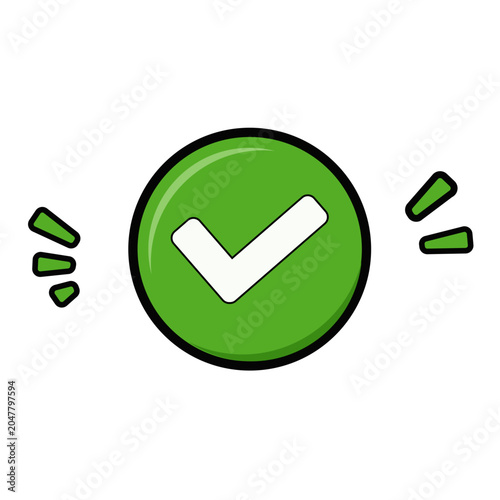 Vibrant Green Circle with White Check Mark Symbolizing Ok and yes sign