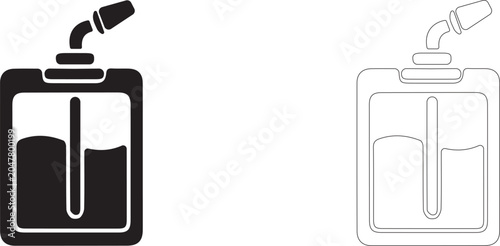 Photography Space food pouch vector icon, weightlessness drinking pack symbol, astronaut ration, liquid nutrition and orbital life