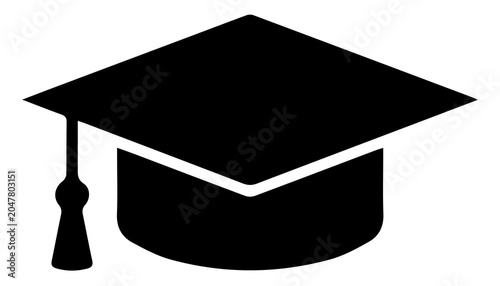 Foto Solid black graduation cap icon representing academic achievement and education