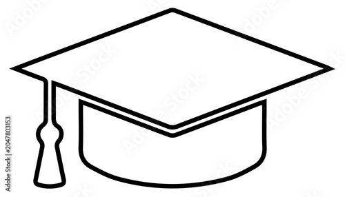 Bild auf Leinwand Minimalist black outline icon of a graduation cap representing education and aca