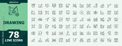 Drawing linear icon collection. Art linear icon collection. Modern vector illustration. Related to art, draw, paintbrush, designer, graphic and more. Vector illustration. Pixel perfect.
