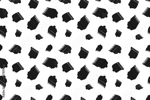 Illustrated abstract pattern of guide combs for hair clippers on a white background