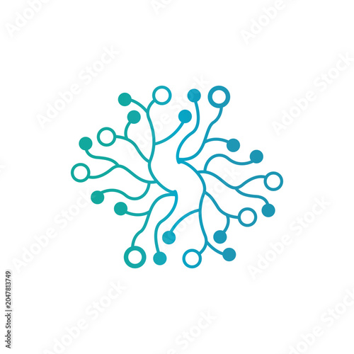Neuron logo design template flat vector