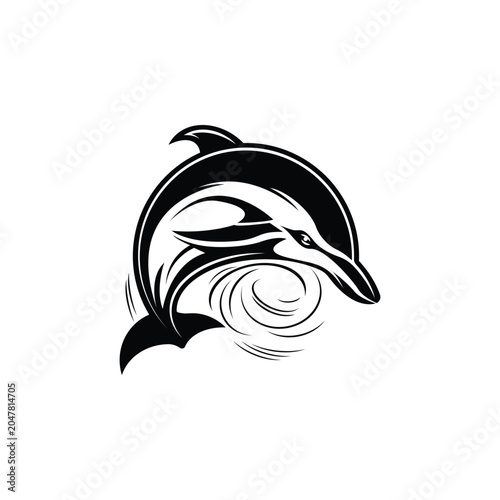 Jumping dolphinp logo design