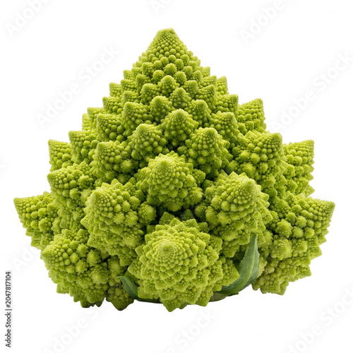Fresh green Romanesco broccoli isolated on white background