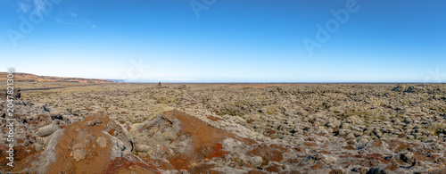Картината върху платно A panoramic view of an ancient Icelandic lava field from long ago eruptions