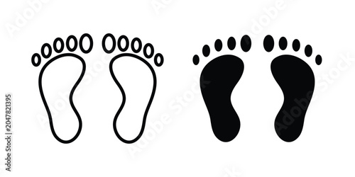 Foto Foot icon logo illustration. Black and white pictogram