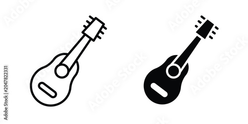 Canvas Print Guitar icon logo illustration. Black and white pictogram
