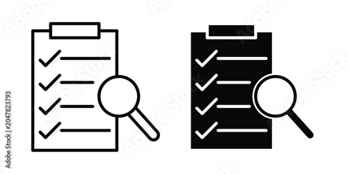 Obraz na płótnie Inspection icon logo illustration. Black and white pictogram