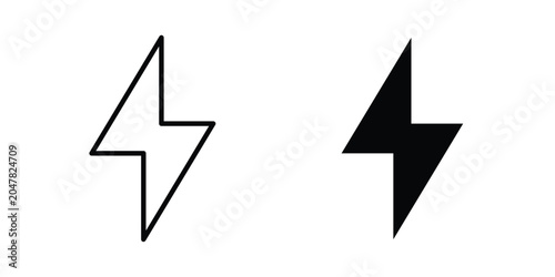 Foto Lightning bolt icon logo illustration. Black and white pictogram