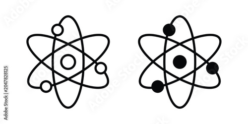 Canvastavla Physics icon logo illustration. Black and white pictogram