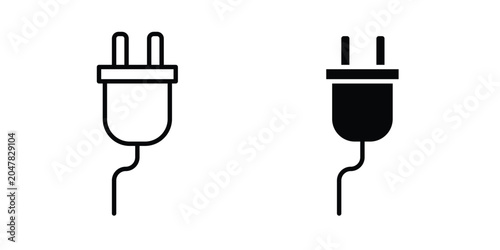фотографія Power plug icon logo illustration. Black and white pictogram