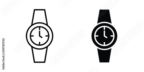 Tableau sur toile Watch icon logo illustration. Black and white pictogram