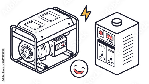Portable electric power generator and utility unit graphic icon