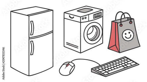 Cuadro en lienzo Online shopping for household goods vector illustration with shopping, appliance