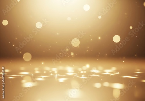Golden Abstract Bokeh Background with Shimmering Particles and Sparkles