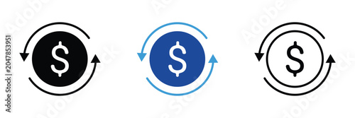 Fotografija Three distinct representing currency exchange or money transfer with dollar sign