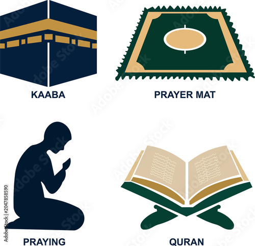 Islamic Devotion Elements Icon Collection