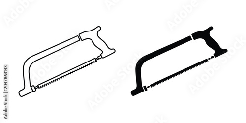 Schilderij op canvas Hacksaw silhouette with clean lines against a white background for DIY and const
