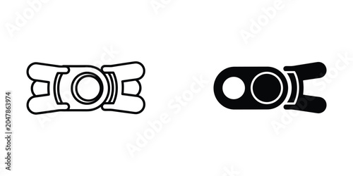 Two stylized line drawings of a fidget spinner toy on a white background